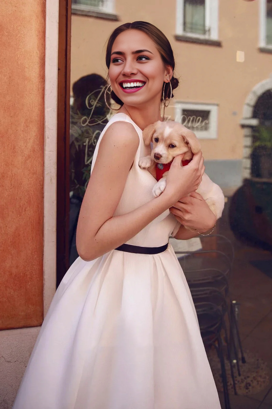 Wholesa A-line Vintage Tea-length Sleeveless Satin Wedding Dress
